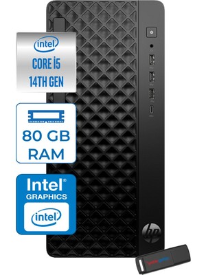 Hp Prodesk 2 Tower G1I Intel I5 14500  Up To 5,0ghz 80GB Ddr5 1tb SSD Intel® UHD Graphics 770 Freedos Mini Tower Masaüstü Bilgisayar B6YE4ETF28+ZETTAUSBBELLEK