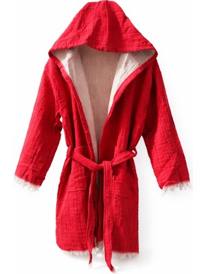 AQUATOLIA Aquatolıa Müslin Efes Kapşonlu Kısa Bornoz -Pamuklu- Kapşonlu - Unisex Bornoz