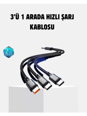 Sbusshop 3 Başlıklı Hızlı Şarj Kablosu Metal Alaşımlı Dayanıklı ve Akıllı Çipli - SB001M-48UPH