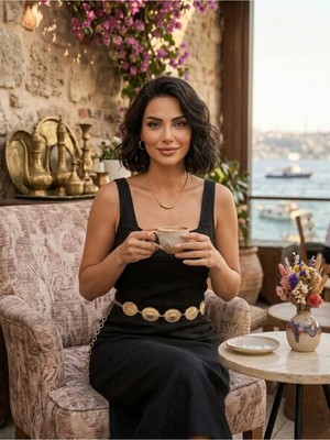 Fiori Papatya Gold Detaylı Kadın Bel Zinciri Bel Kemeri,elbise Kemeri,etek Kemeri,pantolon Kemeri