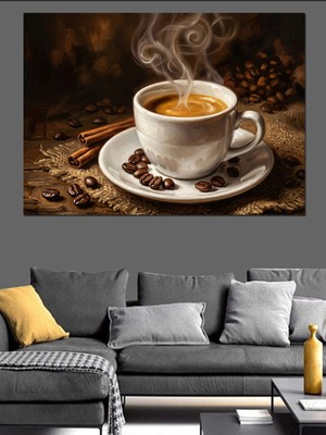 Tablomega Buharı Tüten Taze Kahve ve Çekirdekler Dekoratif Kanvas - Mdf Ahşap Tablo