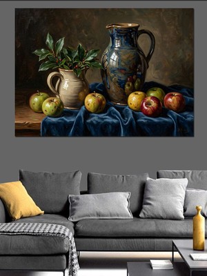 Tablomega Masada Testi ve Taze Meyveler Dekoratif Kanvas - Mdf Ahşap Tablo