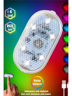 Mbois Dokunmatik Sensörlü Mini LED Lamba Şarj Edilebilir Çok Amaçlı Tekli Beyaz LED