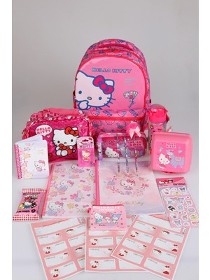 x Dekomus "candy Kitty Collection" Hello Kitty Lisanslı Full Kırtasiye Seti Ortopedik Ilkokul,beslenme ve Kalem Çantası,matara,beslenme Kabı Seti