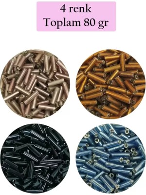 Just Cheap Store Uzun Boru Kesme Boncuk Çap 2mm Uzunluk 10 mm - 4 Renk - Toplam 80 Gram - BNC426