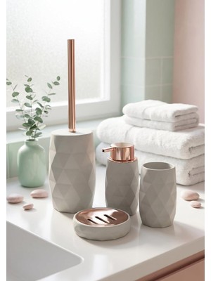 Hometarz Akrilik Rose Banyo Seti - 4 Parça, Krem