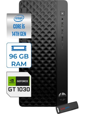 Hp Prodesk 2 Tower G1I Intel I5 14500  Up To 5,0ghz 96GB Ddr5 1tb SSD 4GB/GT1030  WIN11HOME Mini Tower Masaüstü Bilgisayar B6YE4ET21H33+ZETTAUSBBELLEK