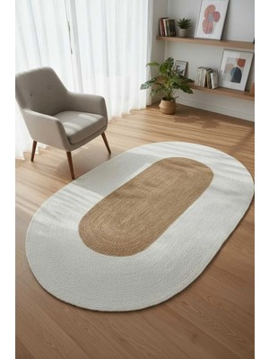 Home İnn Oval Halı Krem & Natural | Yumuşak Dokulu Şık Dekoratif Zemin Halısı