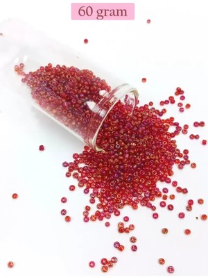 Just Cheap Store Dökme Cam Kum Boncuk (11/0) 2 mm - 60 Gram -  Morlu Kırmızı - BNC063