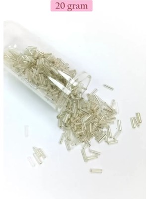 Just Cheap Store Uzun Boru Kesme Boncuk Çap 2mm Uzunluk 10 mm - 20 Gram - Gümüş - BNC232