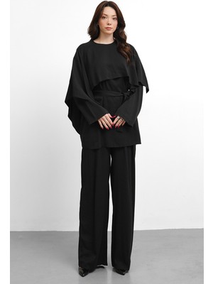 Molly Nelly Kadın Şal Detaylı Kuşaklı Günlük Bluz Pantolon Rahat Takım