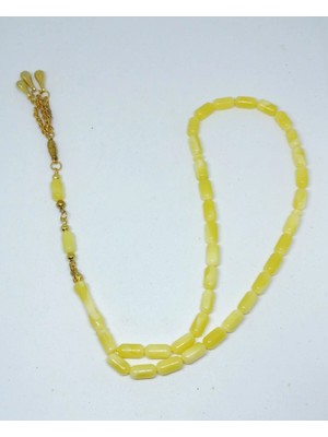 Dergah Tesbih Beyrut Damlası Toz Kehribar Tesbih 5.5-10MM + Ahşap Hediyelik Tesbih Kutusuyla