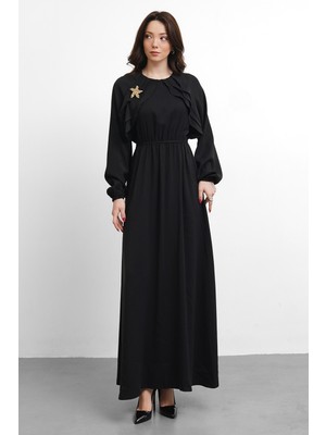 Salisburys Molly Nelly Kadın Omzu Nervürlü Broşlu Elbise