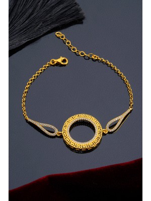 Innuendo Jewelry 925 Ayar Gümüş Taşlı Desenli Halka Motifli Çeyrekli Bileklik