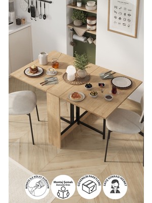 Bofigo Mutfak Masası Katlanır Masa Yemek Masası Mutfak Masası Viyana Safir Meşe