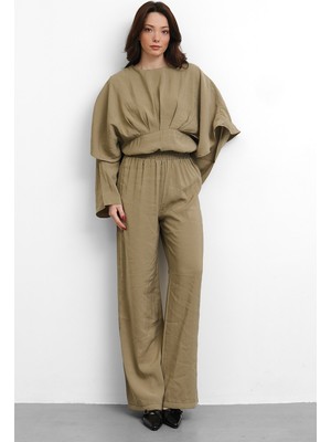 Salisburys Molly Nelly Kadın Pileli Bluz Pantolon Mevsimlik Takım