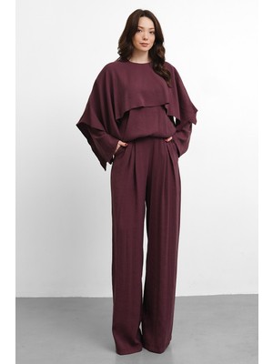 Molly Nelly Kadın Şal Detaylı Kuşaklı Günlük Bluz Pantolon Rahat Takım