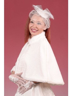 Sed da Exclusive Kırık  Beyaz   Yakalı   Kürk  Etol,   Bolero, Gelin  Etol