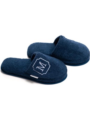 Ender Home M Harf Nakışlı Banyo ve Ev Havlu Terliği – %100 Pamuk Kaymaz Kalın Taban