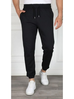 Pileli Store Erkek Jogger Eşofman Altı Cepli, Paça Lastikli , Spor Pantolon - Siyah