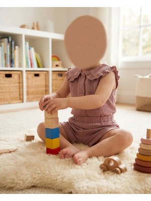 Mutlu Bebe Bulvar Kız Çocuk %100 Pamuk Müslin Fırfır Yakalı Gömlek ve Şort Takım - 2'li Set