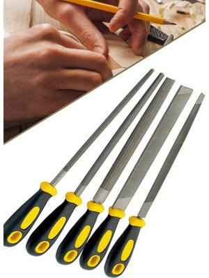 MEŞEM-1290 Büyük Boy Eğeleme Seti 32CM 5'li Eğe Seti Hava Çeliği, Metal, Ağaç 1410