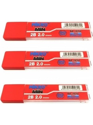 Mikro 2B Kalem Ucu 2.0 mm Kırmızı 3 Adet Okul ve Ofis İçin Dayanıklı ve Performans Odaklı