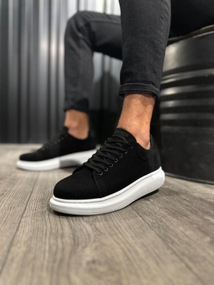 Decostyle Yüksek Taban Günlük Ayakkabı Siyah Süet (Beyaz Taban)