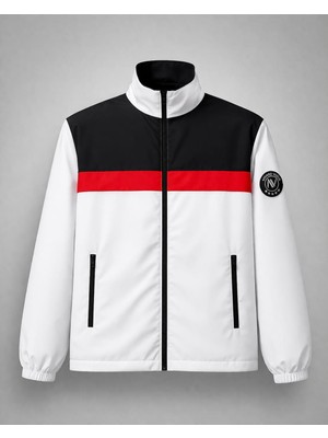 Erkek Siyah Mevsimlik Ceket Fermuarlı Dik Yaka Şerit Detaylı Günlük