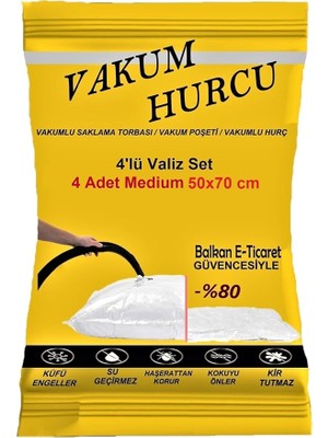 Room-Vakum Hurcu 4'lü Valiz Set Medium 50X70 cm Vakumlu Hurç - Vakumlu Poşet -