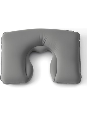 Şişme Seyahat Yastığı Boyun Destekli Taşınabilir ve Ergonomik Tasarım Uçak Araba ve Yolculuklar Için Ideal (Gri)
