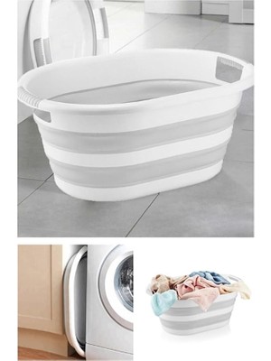 Kapısı Katlanabilir Silikon Akordiyon Çamaşır Sepeti Sele 27 L (27 Litre)