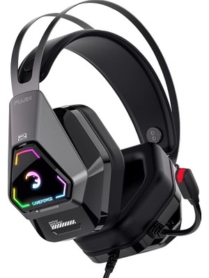 Fujin USB Gaming Headset - 7.1 Virtual Surround Sound, Wired Rgb LED Headphones With 50MM Drivers, Comfort Design, 360 Spatial Audio, Noise Cancelling Mic Pc, Laptop, Black