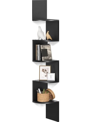 Köşe Rafı, 5 Raflı Duvar Rafı, Asma Raf, Mutfak, Yatak Odası, Oturma Odası, Çalışma Odası, Ofis Için, Siyah LBC20BK