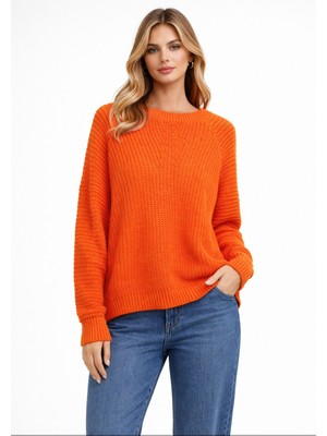 Justas Kadın Triko Kazak Mavi – Yumuşak Dokulu Rahat Kalıp Günlük