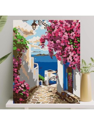 Hobi Sanat Sayılarla Boyama Tuval Seti Fırça Boya Dahil (Çıtalı) 40X50 cm Alaçatı Renkli Tasarım