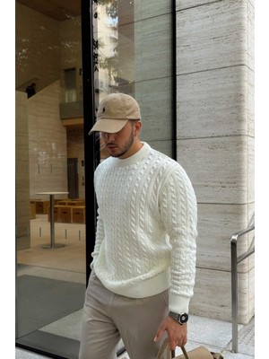 Livio Ferri Mira Premium Saç Örgü Bisiklet Yaka Kalın Triko Kazak