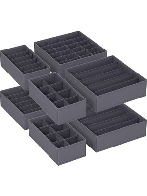 Iç Giyim Düzenleyici 8'li Set, Çekmece Düzenleyici, Katlanabilir, Gardırop Düzenleyici, Saklama Kutusu Dolabı, Kumaş Kutuları Saklama, Sütyen, Çorap, Kravat, Gri RUS08GY