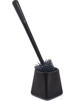 Home Silikon Klozet Fırçası Siyah Kare Suya Dayanıklı ve Kolay Temizlik Özellikli