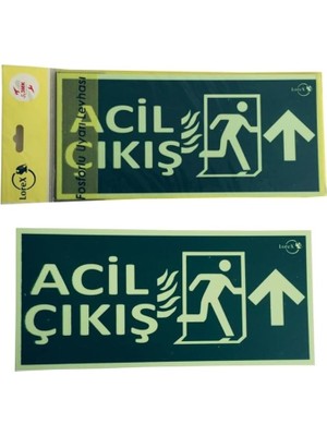 Lr-Fu Acil-Çıkış Yazılı Yukarı Ok Yön Gösteren Fosforlu Yön Levhası (1)
