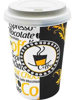 Beyaz Kapaklı 12 Oz Karton Bardak 300 ml 100'lü Latte Bardağı Dayanıklı Parti Malzemesi
