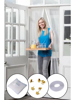 Uravas Store Mıknatıslı Manyetik Kapı Sinekliği Sineklik Tülü Perde (60CM x 210CM 2 Adet Tül)