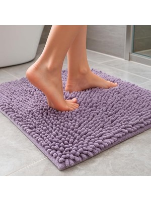 Mikrofiber Banyo Paspası – Su Emici, Modern ve Yumuşak Banyo Halısı (Mor)