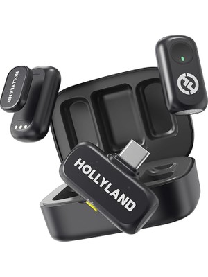 Lark A1 Kablosuz Mini Mikrofon, iPhone 15/16 ve Android Için, 48 Khz/24 Bit, 3 Seviyeli Akıllı Gürültü Engelleyici, Youtube, Podcast, Vlog Için Mikrofon (Siyah, 2tx + Usb-C Rx + Şarj Kılıfı)