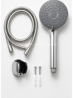 Spiralli Duş Başlığı Seti, 3 Fonksiyonlu Krom Duş Başlığı, 150 cm Duş Hortumu, Mafsallı Başlık, Vida ve Dübel Dahil, Su Tasarruflu, Duvara Monte Banyo Takımı