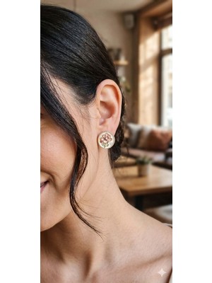 Karma Shop 316L Çelik Mine Işlemeli Vintage Madalyon Küpe