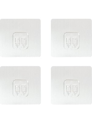 4 Paket Duş Caddy Yapışkanlı Etiket Kanca Montaj Sepet Banyo Rafı Sabunluk Mutfak Lavabo Yedek Yapışkan Kanca (Gümüş)