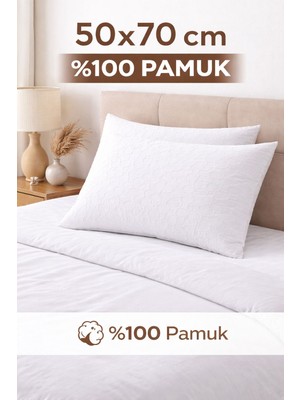 Home     %100 Pamuk 2'li Yastık Kılıfı 50X70 cm Beyaz