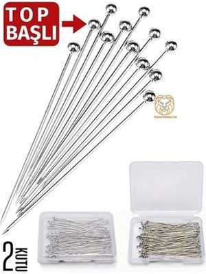 Calperia Top Başlı Iğne 2 Kutu 100 Adet Başörtü Iğnesi Toplu Iğne 720782