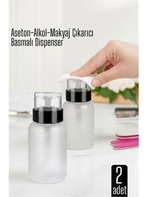 Calperia 2’li Basmalı Dispenser Şişe – Aseton, Alkol ve Makyaj Temizleyici Için Pratik Pompalı Set  719236
